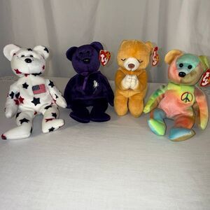 Ty Beanie Babies Lot Princess Diana Peace Hope Glory Bears 1996-1998 Original Ta